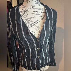 H&M Black and White Striped Button-Down Shirt